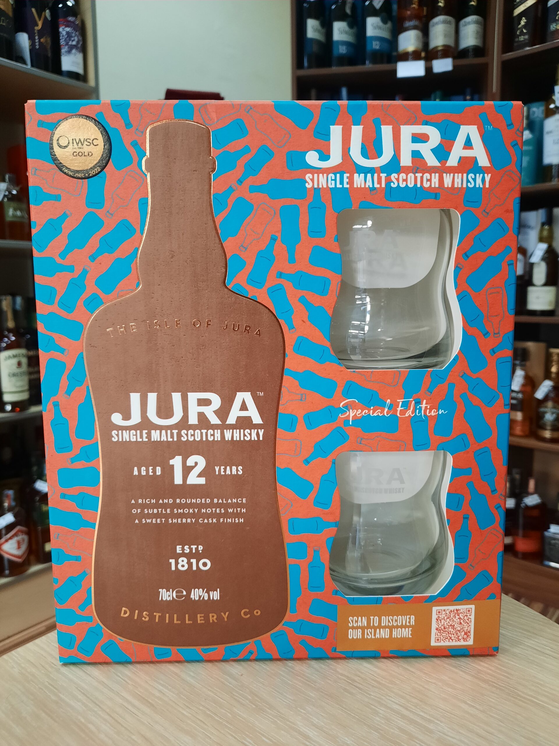 Виски Јура 12 год. со 2 чаши 0.7л
