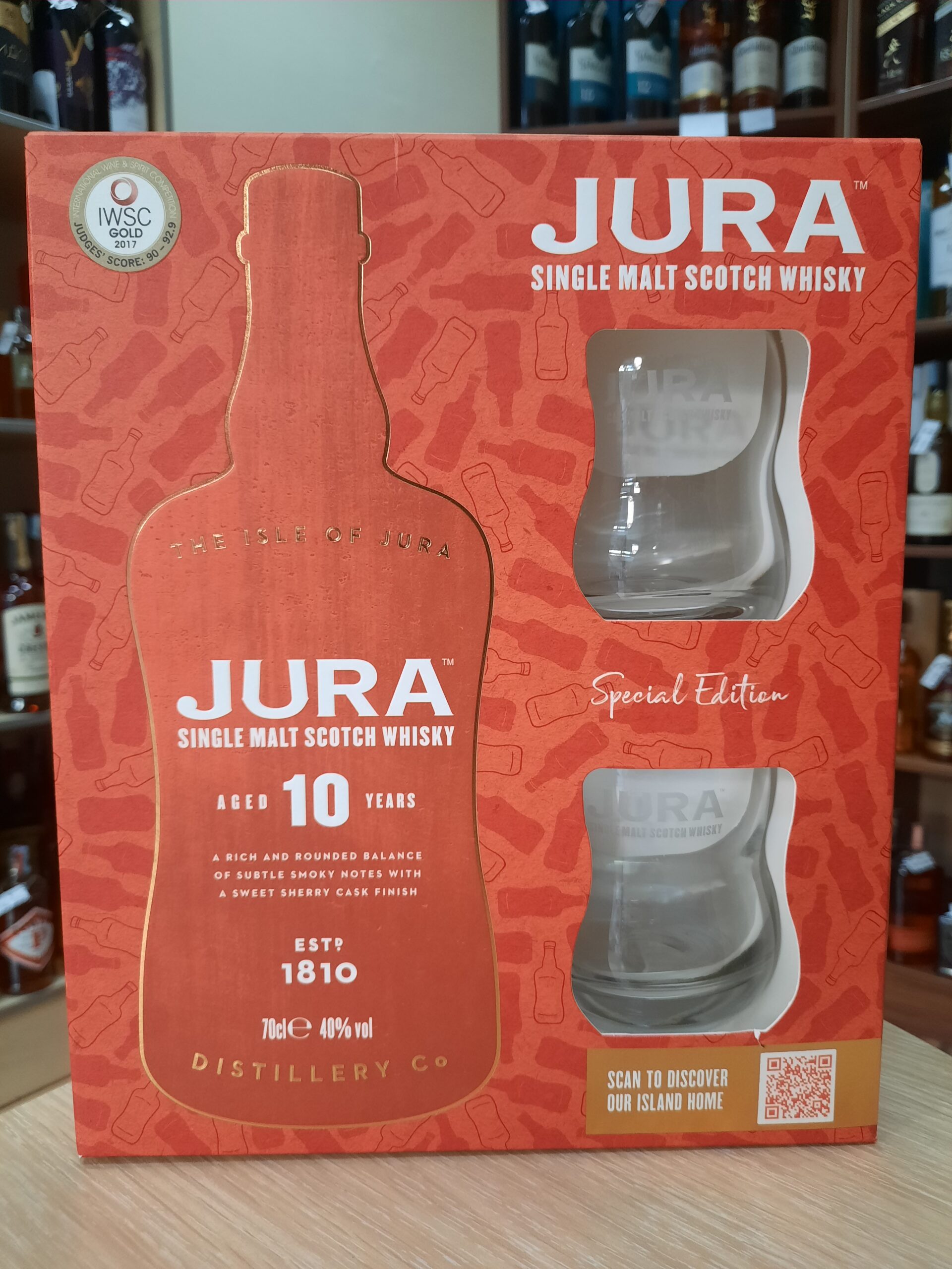 Виски Јура 10 год. со 2 чаши 0.7л